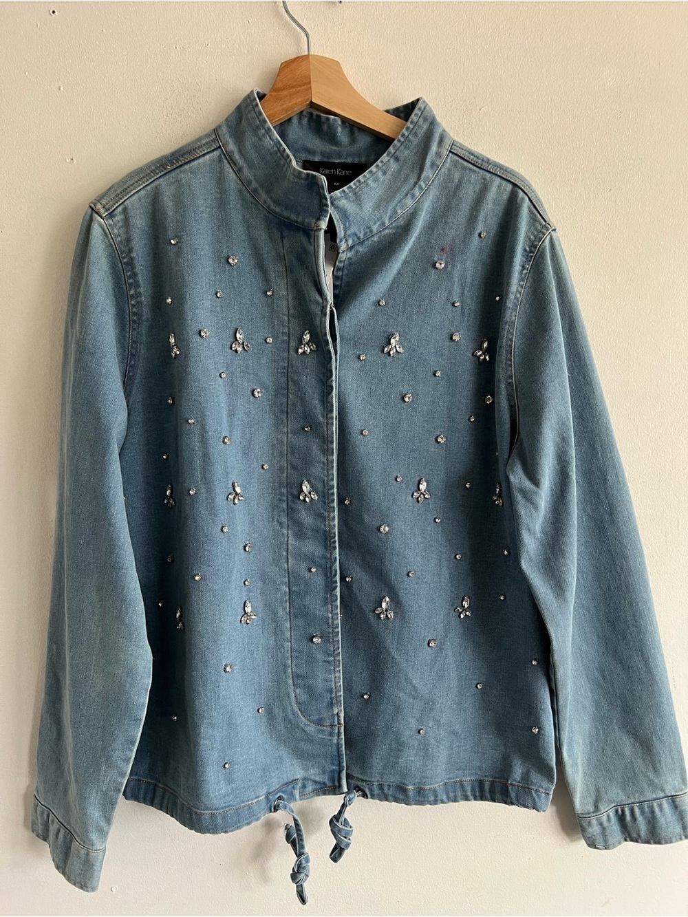 Karen Kane Light Blue Embellished Denim Jacket
